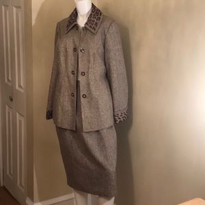BEN MARC INT’L Brown & Gold Tweed Midi Suit